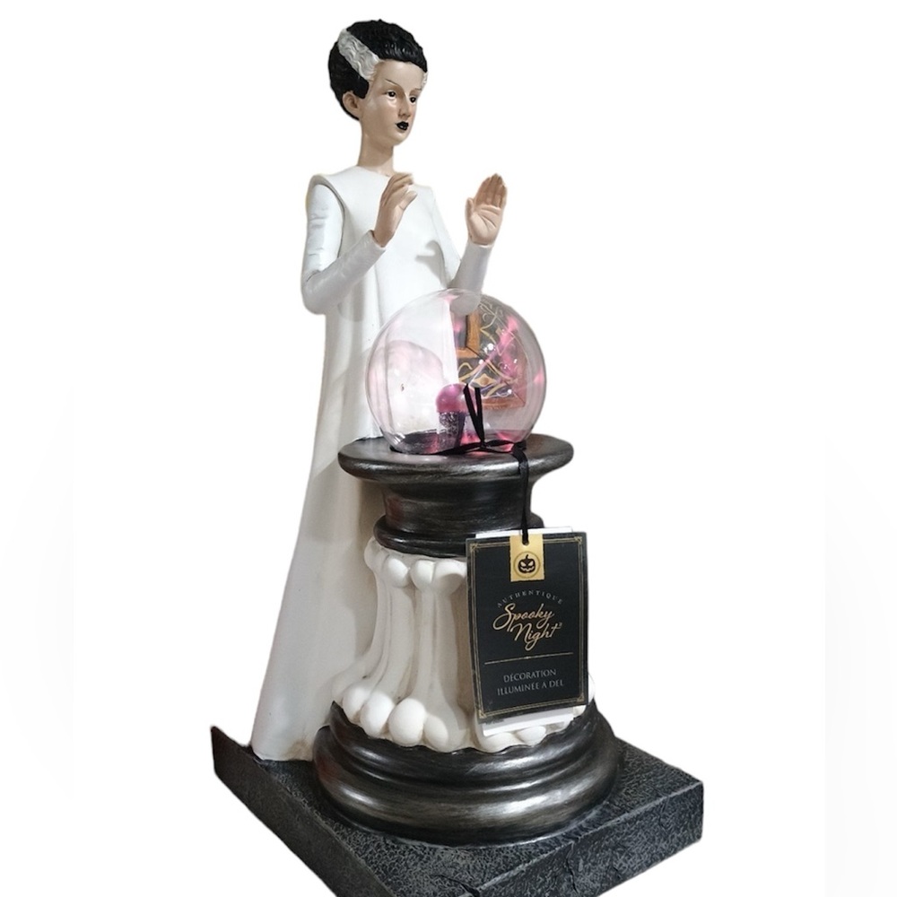 LED Bride of Frankenstein Plasma Globe Science Light Static Ball Halloween Bones